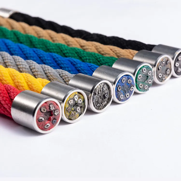 6-Strand Steel Wire Composite Rope multi-color with metal end fittings display
